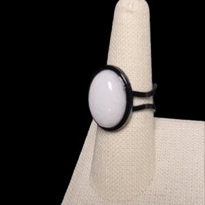 Opal Stone Ring on Black Bezel Base NWT Handmade